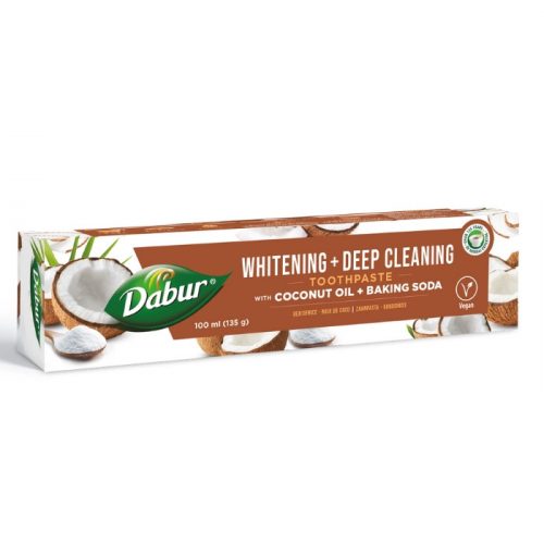 Dabur Coconut Oil + Baking Soda Whitening and Deep Cleaning Fluoride Free Toothpaste, 100 ml